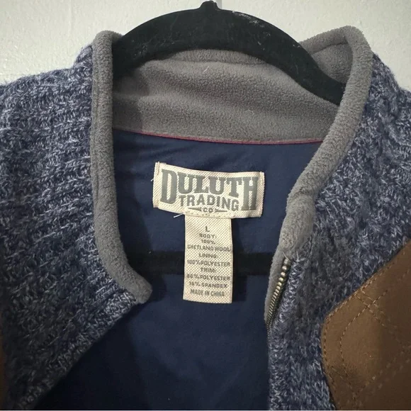 Duluth Trading Co Windproof Shooting Sweater Wool Jacket Men's Large Blue - Picture 5 of 7